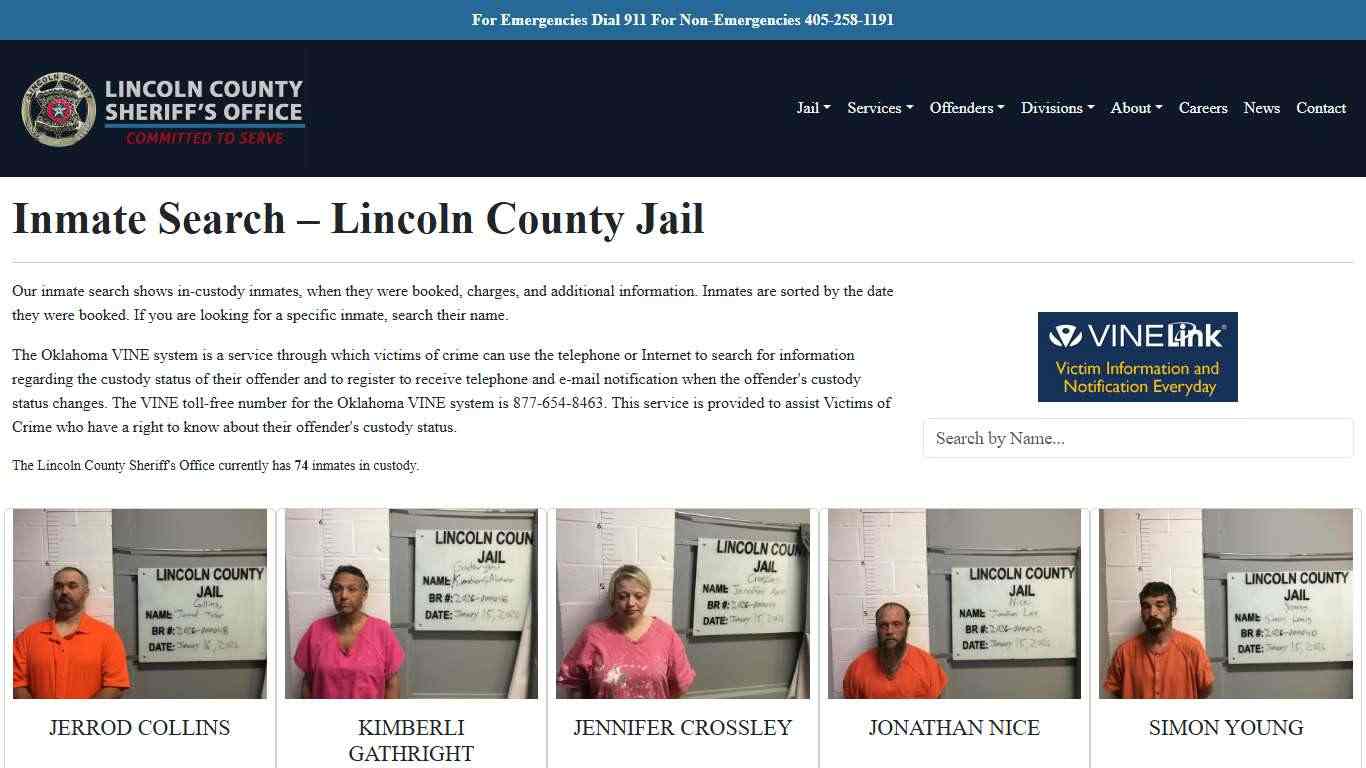 Inmate Search | Lincoln County Sheriff's Office